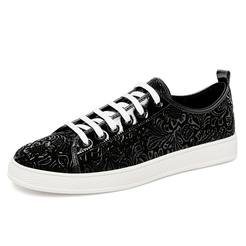 Men's Flower Embossed Sneakers Lightweight Non Slip Walking Shoes