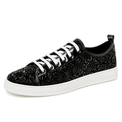 Men's Flower Embossed Sneakers Lightweight Non Slip Walking Shoes