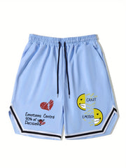 Men's Emotion Print Basketball Shorts for Summer