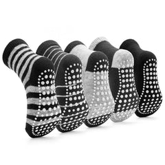 Kids Non Slip Striped Crew Socks, 5 Pairs