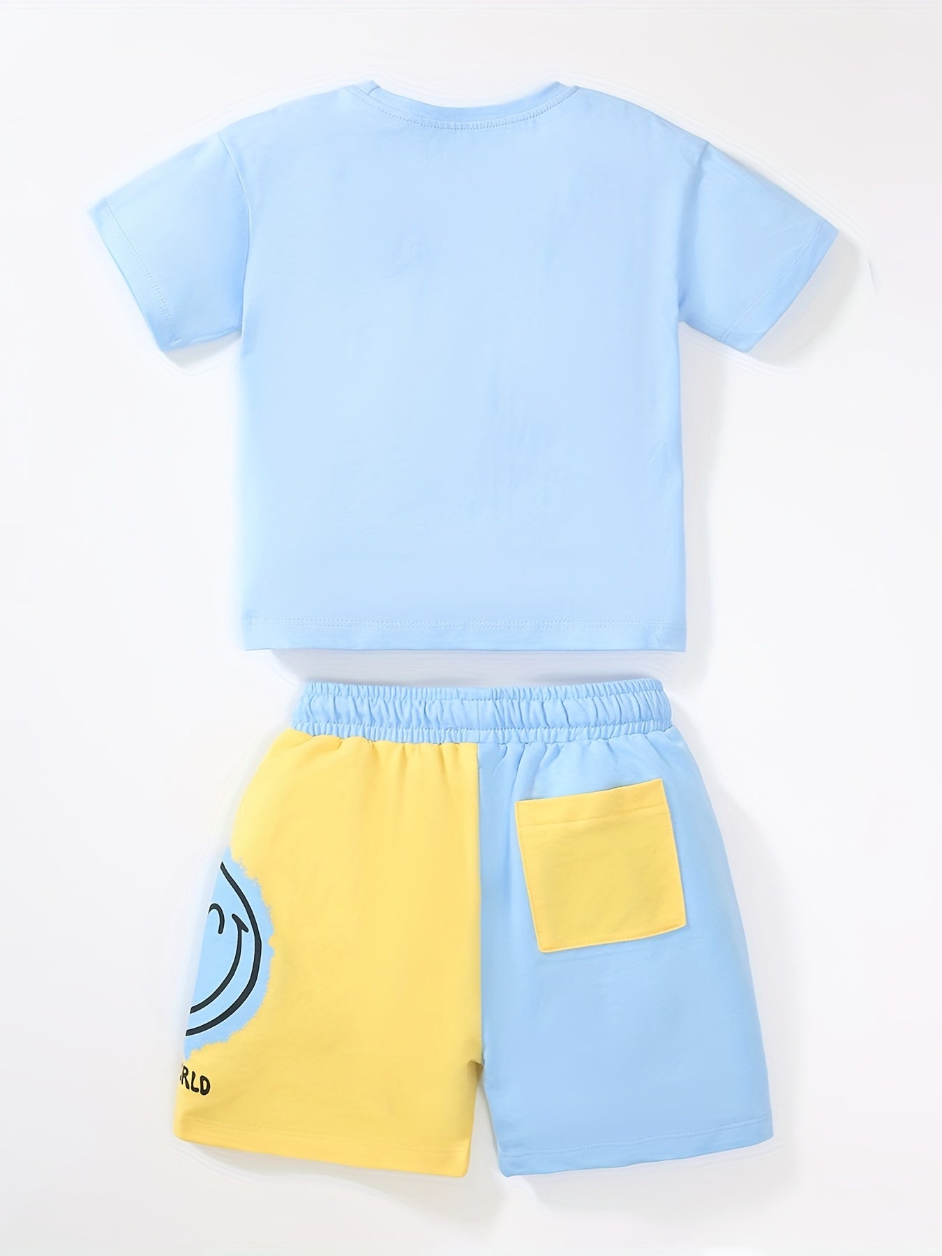 2pcs Boys Summer Outfits Sets Short Sleeve Happy Graphic Print T Shirt Tops