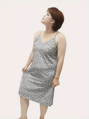 Floral Print Short Sleeve Round Neck Sleep Dress