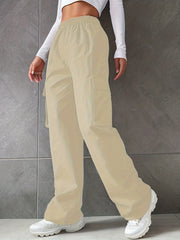 Cargo Pants High Waist Straight Leg Casual Wide Leg Pants