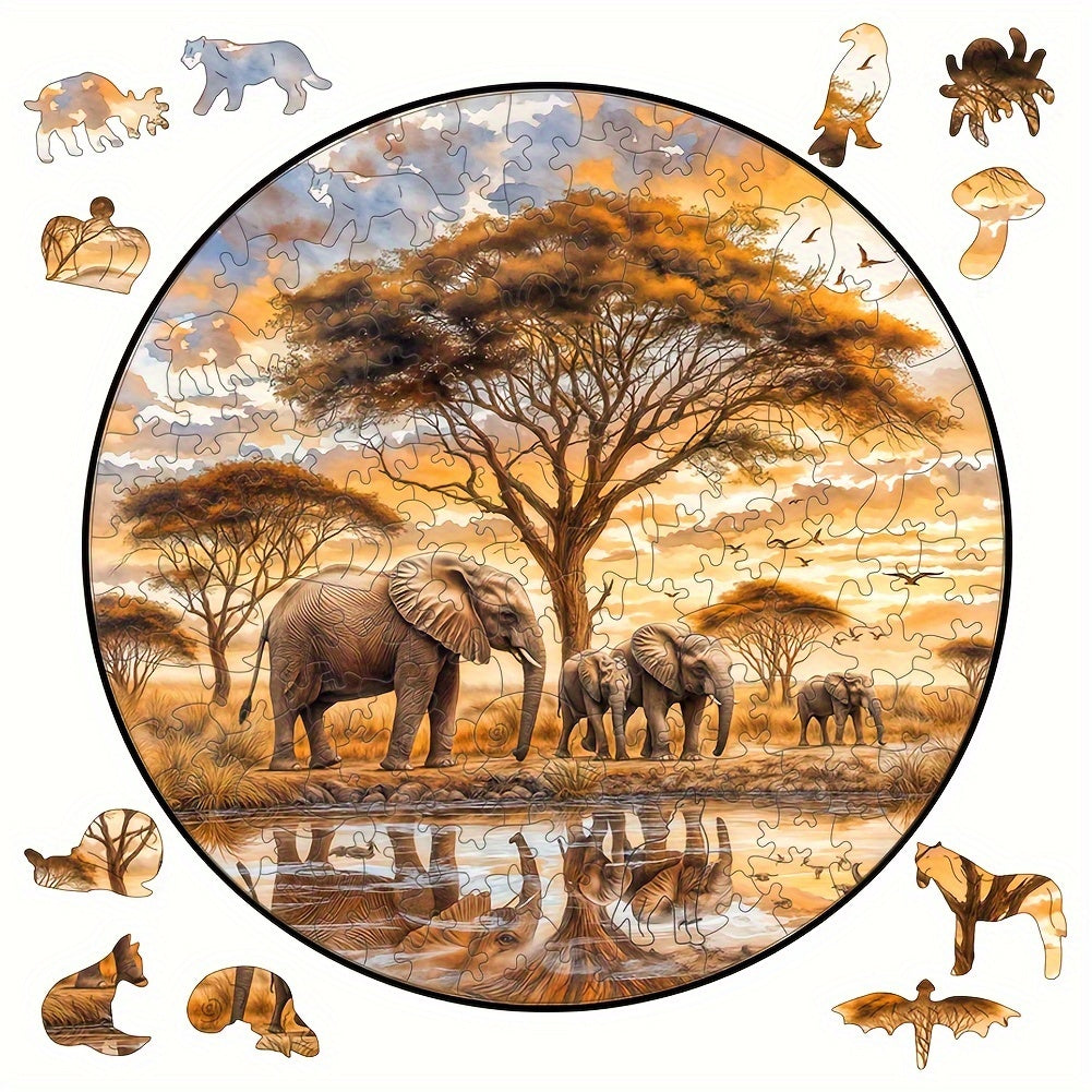 Elephant Family Animal Puzzle | Educational Wooden Puzzle