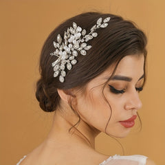Faux Pearl Rhinestone Leaf Head Piece Hair Accessories