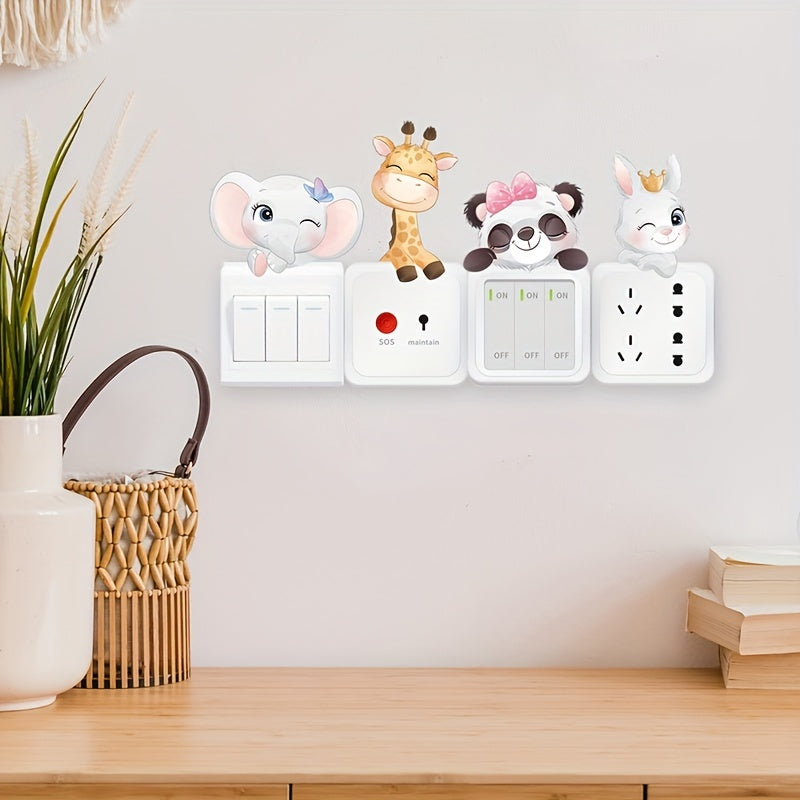 4Pcs Animal Switch Sticker Kids Room Decoration