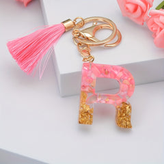 Letter Keychain With Tassel English Alphabet Keyring For Car Backpack