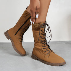Women's Snow Boots Side Zip Lace up Winter Boots