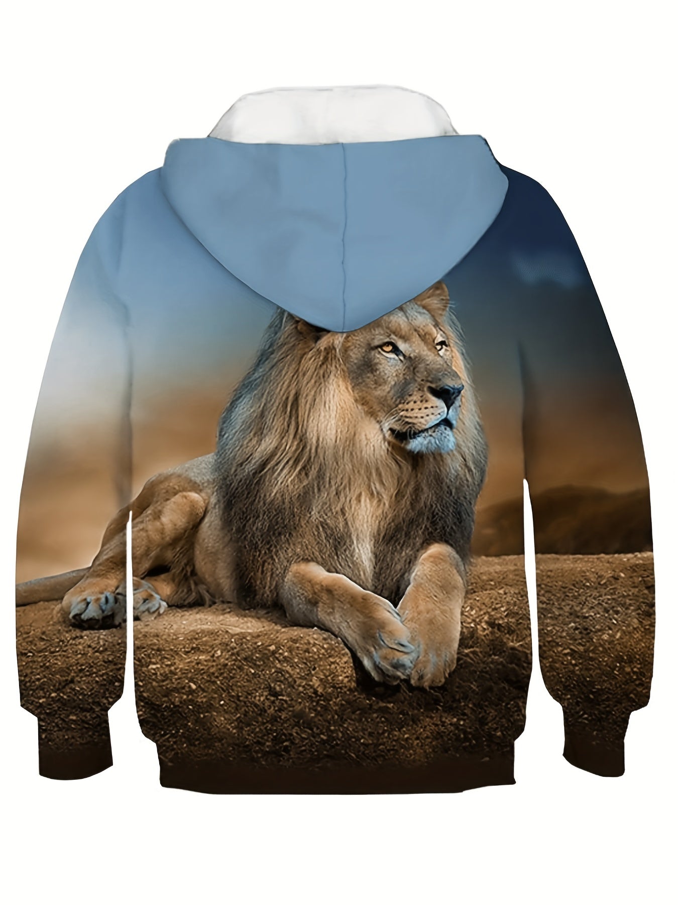 Boys Hooded T Shirt Long Sleeve Hoodie Prairie Lion 3D Print