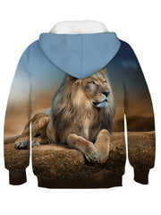 Boys Hooded T Shirt Long Sleeve Hoodie Prairie Lion 3D Print