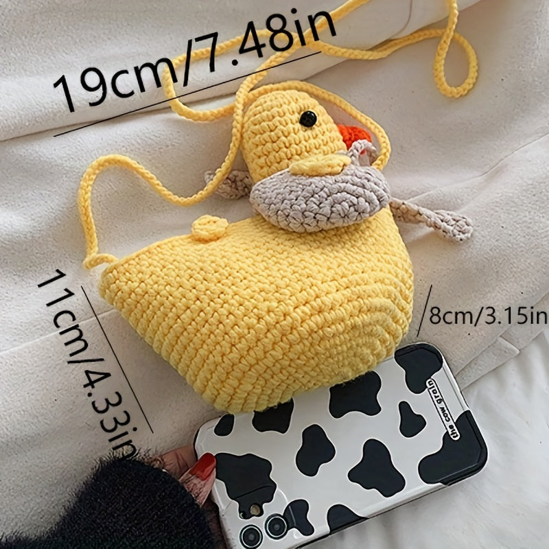 Cartoon Knit Duck Shoulder Bag for Kids