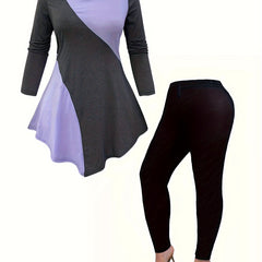 Colorblock High Neck Top & Pants Set