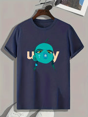 Funny Cartoon Print Men's Graphic T-Shirt Casual Comfy Tees for Summer