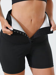 High Waist Sauna Sweat Shorts Stretch Hip Lifting Sports Running Shorts