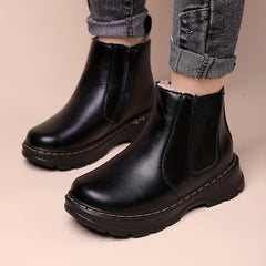 Casual Solid Zipper Boots for Girls Lightweight Indoor Outdoor Winter