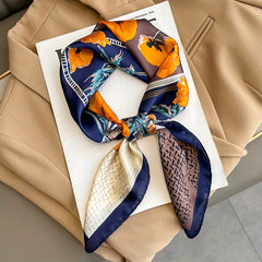 70 0cm Plant Printed Silk Square Scarf