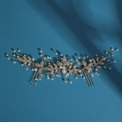 Leaf Shape Hairpin Faux Pearl Jewelry Bridal Wedding Hair Accessories