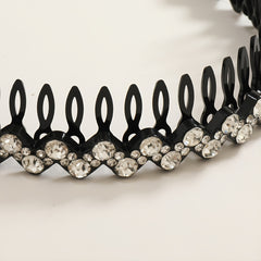 Wave Rhinestone And Crystal Teeth Comb Headband For Women