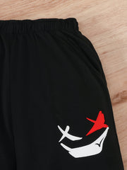 Boys Summer Sports Casual Suit Smiling Face Tee & Trousers Set