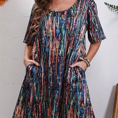 Casual Dress Women's Plus Random Print Short Sleeve Round Neck Tee Dre