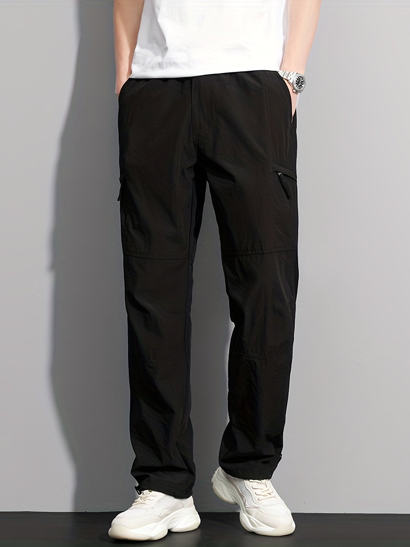 Men's Loose Straight Leg Sports Pants Waterproof Quick Dry Cargo Trousers