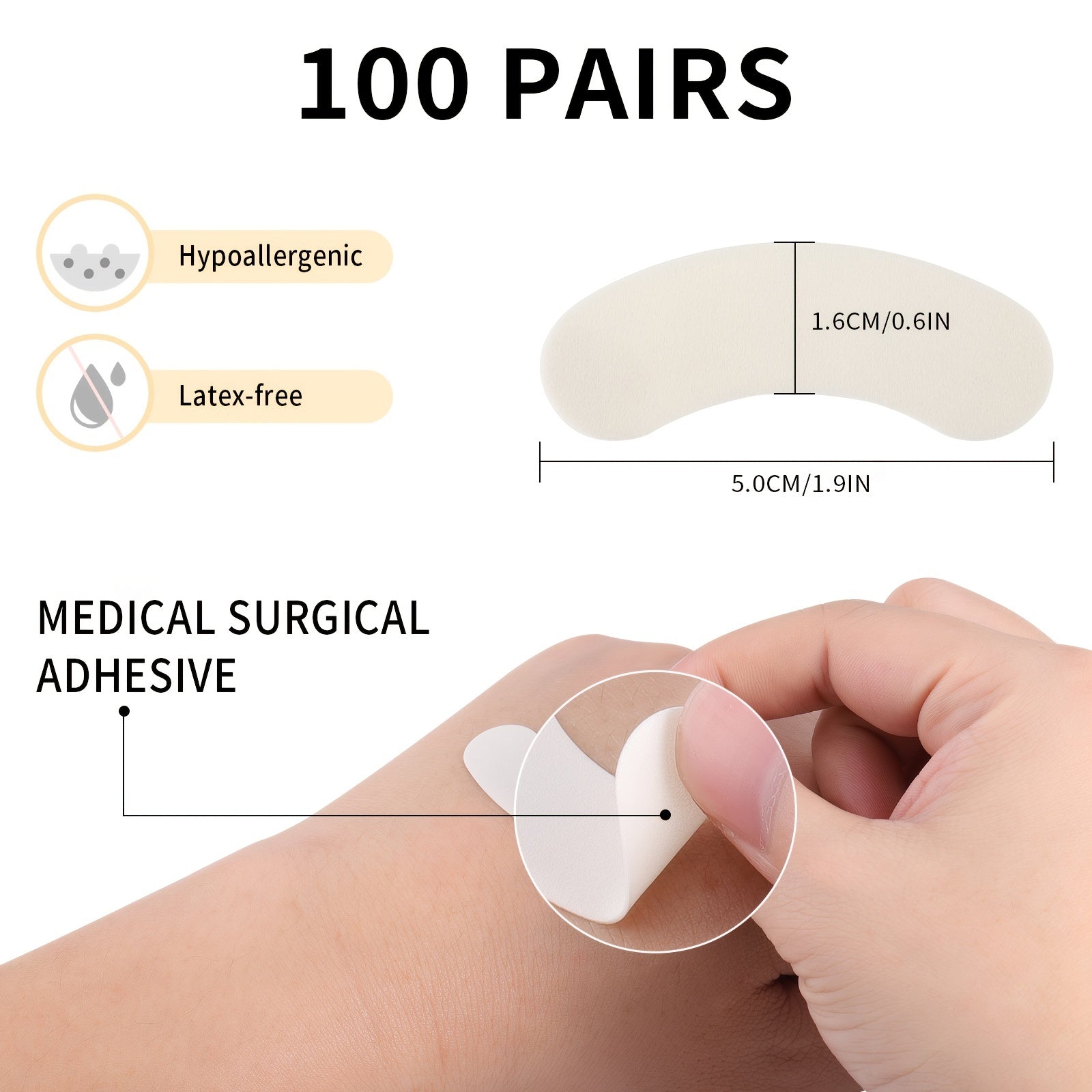 100 Pcs Hypoallergenic Foam Eye Pads for Lash Extensions