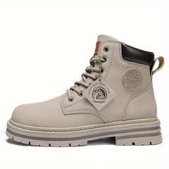 Men's Combat Boots Lace up Walking Shoes Rugged Look