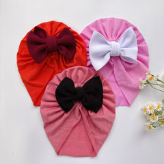 Baby Girls Twill Bubble Bownot Decor Turban Soft Hair Wrap Head Accessories