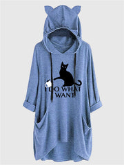 Women's Cartoon Graphic 3D Ears Hoodie