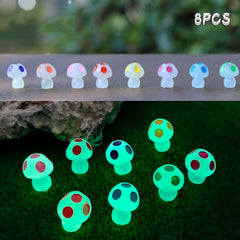8pcs Mini Luminous Mushrooms Halloween Ornaments Garden Decor
