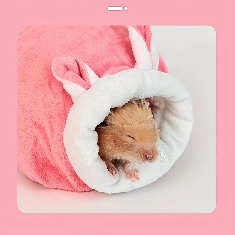 Pink Bunny Hamster Rabbit Warm Nest Sleeping Bag House Small Animal Winter