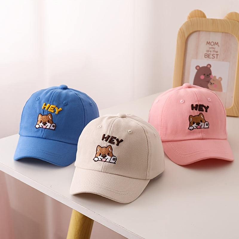 Kids Cartoon Puppy Embroidery Baseball Cap Sun Protection Sunshade Ha