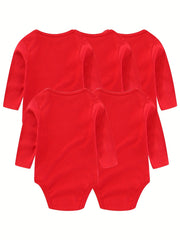 5Pcs Spring Autumn Unisex Long Sleeve Baby Boy Girl Bodysuits Cotton