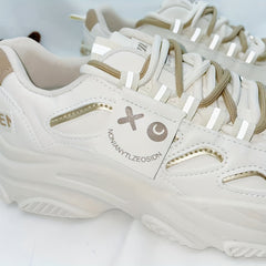Women's Smiling Face Pattern Chunky Sneakers Lace Up Running Shoes Platform