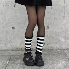 Striped Knitted Leg Warmers Harajuku Knee High Socks Women's Stockings