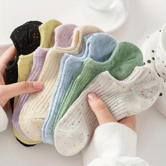 7 Pairs Colorful Polka Dot Socks Soft Lightweight Low Cut Ankle Socks Women's
