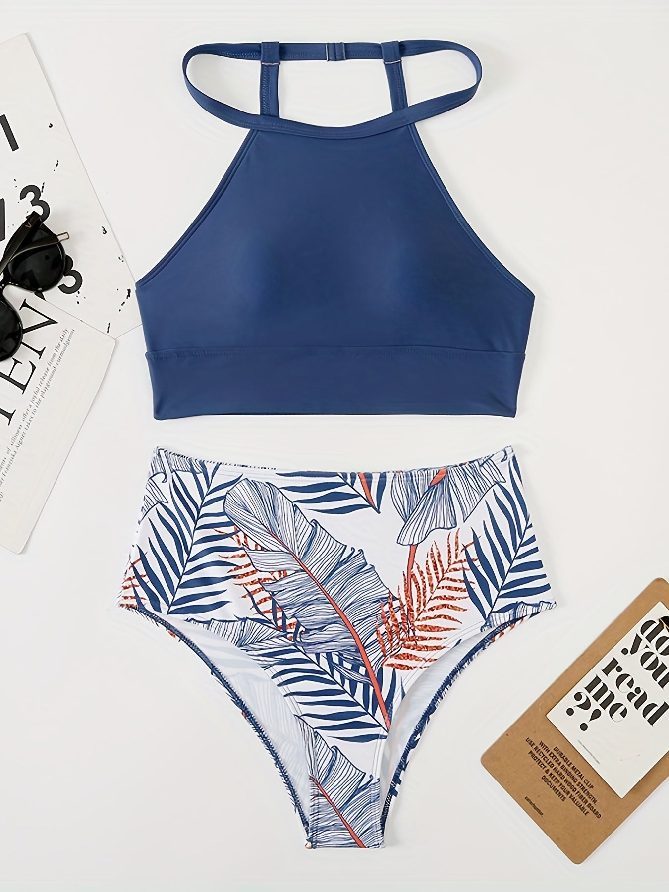 Leaf Print High Waist Bikini Sets Beach Bathing Suit
