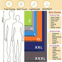 Quick Dry Towel for Travel & Beach Lightweight & Compact Ultrafine Fiber Tow