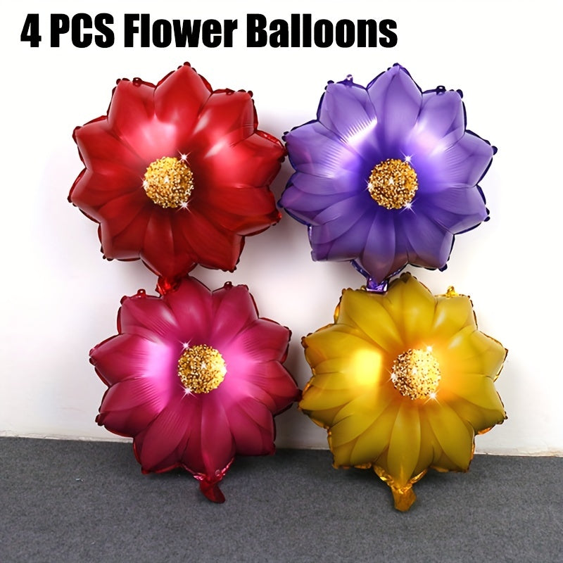 4 Pcs Flower Balloons for Kids' Birthdays, Weddings, and Holidays