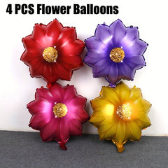 4 Pcs Flower Balloons for Kids' Birthdays, Weddings, and Holidays