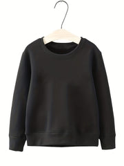 Boys Solid Pullover Sweatshirt Long Sleeve Crew Neck