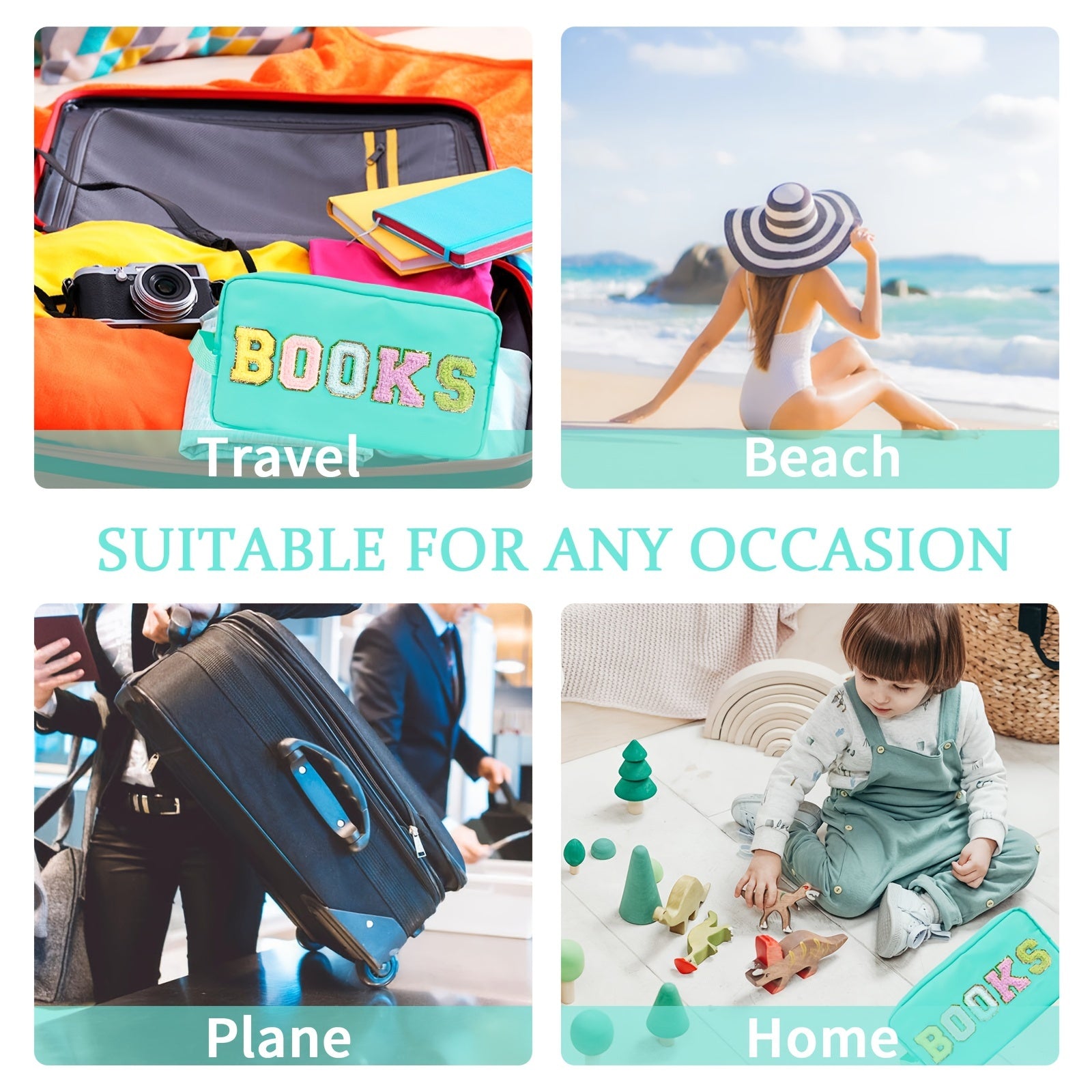 Preppy Makeup Bag With Strap Waterproof Travel Toiletry Bag For Student