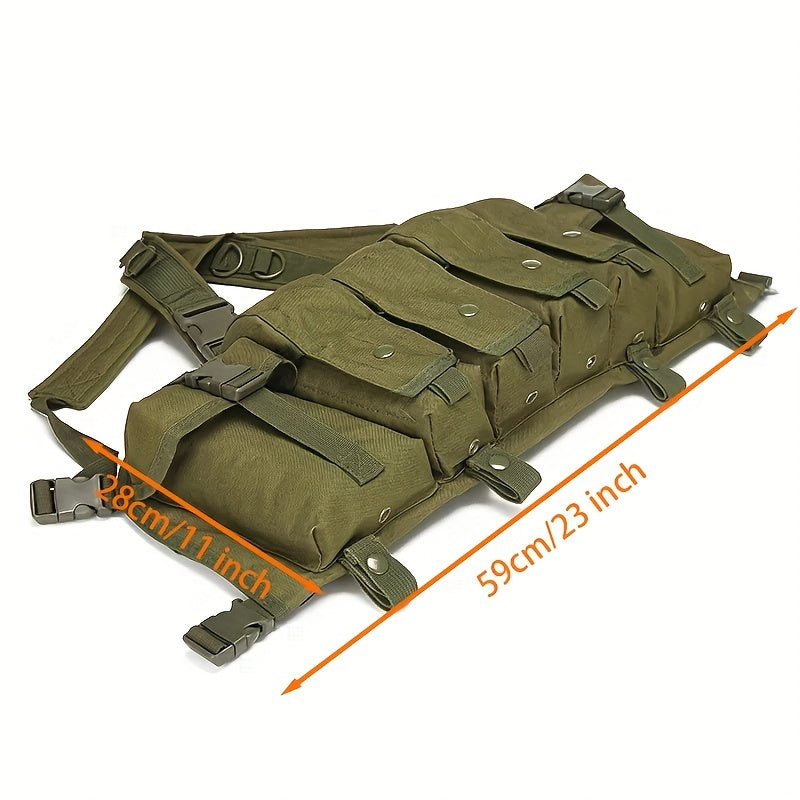 Outdoor Chest Rig With Magazine Pouch Adjustable Vest Tan Green