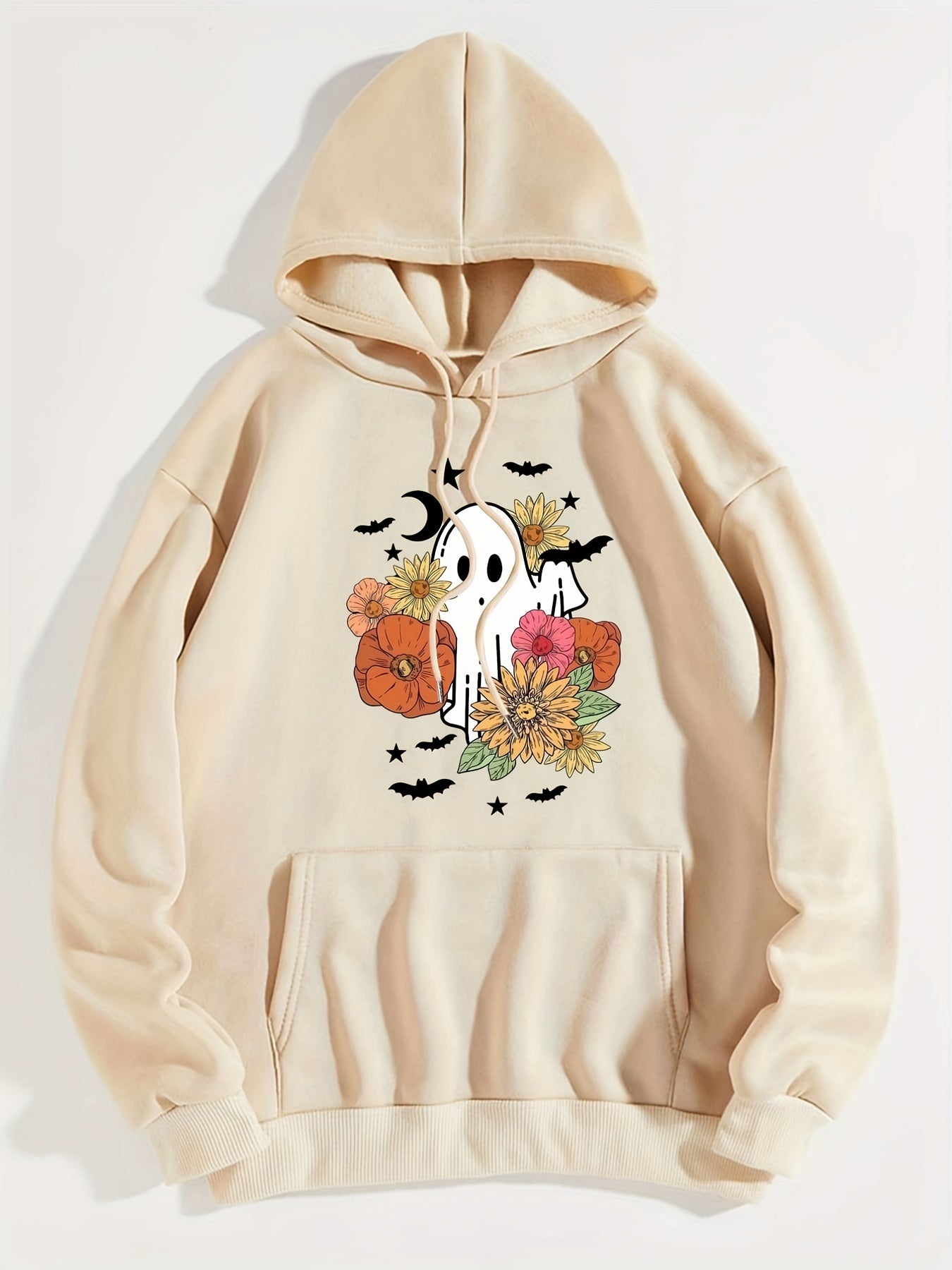 Halloween Print Kangaroo Pocket Hoodie Women's Sweatshirt
