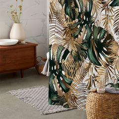 Leaf Print Shower Curtain 71x71in with Hooks