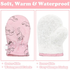Kids Ski Gloves Cartoon Print Waterproof Warm Gloves