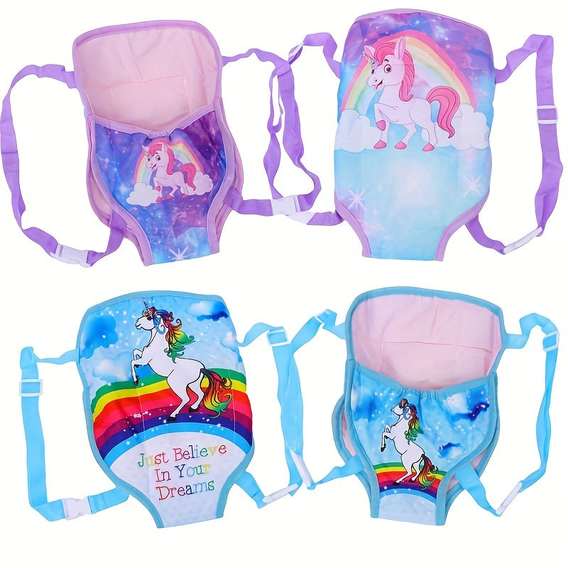 Unicorn Doll Backpack Durable Polyester for 17-18 Inch Dolls Pink & Violet