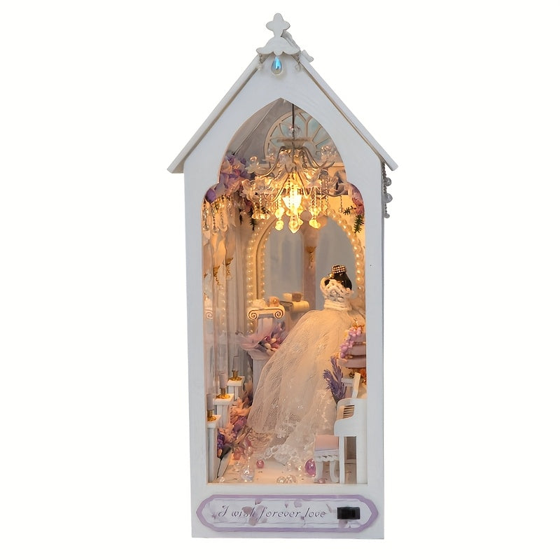 DIY Dollhouse Kit Wedding Scene with Chandelier & Floral Decor