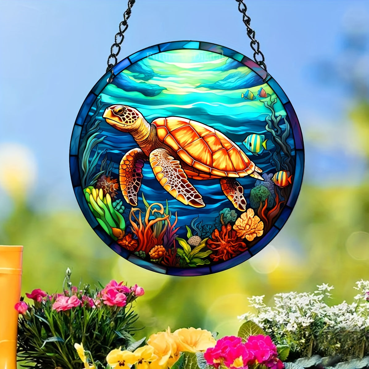 Sea Plant Turtle Fish Stained Acrylic Window Hanging Suncatcher