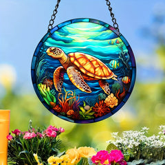 Sea Plant Turtle Fish Stained Acrylic Window Hanging Suncatcher